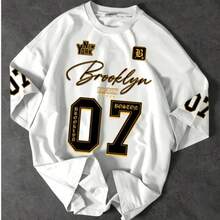 Boston 07 Brooklyn T-Shirt, Unisex Men's And Women's Blouse, 100% Cotton, Premium Top Streetwear, New Arrival, Immediate Shipping, Various Colors!! - 白色 - 查看 2