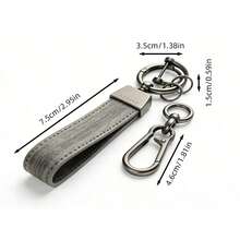 高级男士汽车真皮钥匙扣，简约优雅配饰，创意简约时尚汽车钥匙链，腰挂钥匙扣，真皮钥匙圈，汽车钥匙礼品 - A - 查看 2