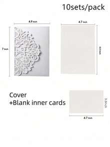 10pcs/Pack Wedding Party Invitations (With Envelopes And 2 Blank Inner Cards), Laser Cut Engagement Invite, Elegant Premium Business Greeting Cards For Holiday, Birthday,Christmas - Multicolor - View 47