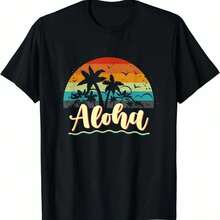 GusseaK Aloha Hawaii Island Palm Tree Tropical Beach T-Shirt Unisex T-Shirts Cotton Luxury Brand Vintage Oversized - Black - View 1