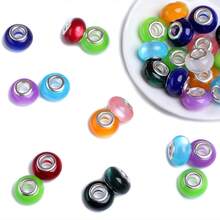 Colorful Resin European Beads For Jewelry Making, 20pcs Mixed Color Large Hole Beads, Compatible With Charm Bracelets, DIY Craft Supplies - Hồng - Xem 2