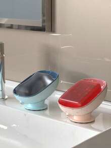 1pc Luxury Soap Dish, Suction Cup Bathroom Vanity Organizer, Shower Soap Holder - Soap Box - View 3