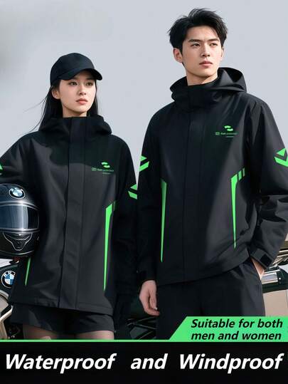 Unisex Waterproof Raincoat Set, Reflective Stripes, Windproof Rainwear, Suitable For Outdoor Activities Like Cycling, Traveling, Hiking, Camping, Fishing, Motorcycle Riding