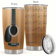 Guitar Dad Tumbler With Lid 20 Oz Stainless Steel Coffee Cup Music Gift For Guitarist Fathers Day Travel Mug Funny Guitar Lovers Gift - Brown - View 3