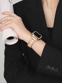Compatible With Apple Watch Bands And Watch Protective Case Set, Includes Rhinestone Embedded Shiny Silver Metal Watch Band And Multi-Layer Diamond Protective Case To Protect From Scratches And Collisions - Rose Gold - View 7