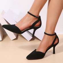 Women's Elegant Pointed Toe Pumps – Kitten Low Heel Ankle Strap Closed Toe Dress Shoes For Wedding & Formal Wear - 黑色 - 查看 3