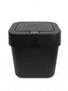 4L Trash Can With Easy-Open Click Lid For Sink, Kitchen, Office, Bathroom - Small, Compact, Colorful, Multipurpose - 黑色 - 查看 7