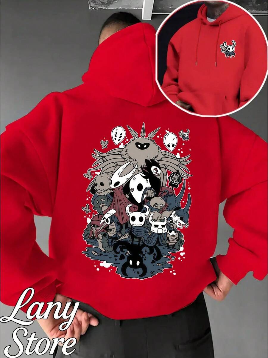 Hollow Knight Retro Classic Geek Unisex Action Video Game Sweatshirt For Men And Women, 100% Cotton, Premium Streetwear, New Release, Immediate Shipping, Various Colors!! - 紅色 - 查看 1