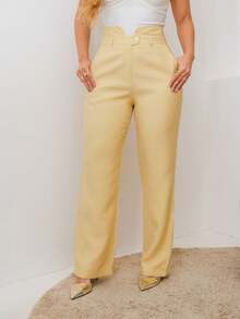 YING ZI Tailored Dress Pants Marrant Fermer Mode - Yellow - View 4