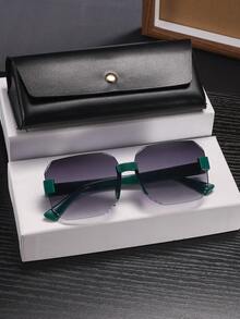 1 PC Men's Square Frameless Fashion Glasses Soft Tinted Lenses Lightweight Frame Casual Style Suitable For Beach Vacation With Glasses Box - Multicolor - View 8