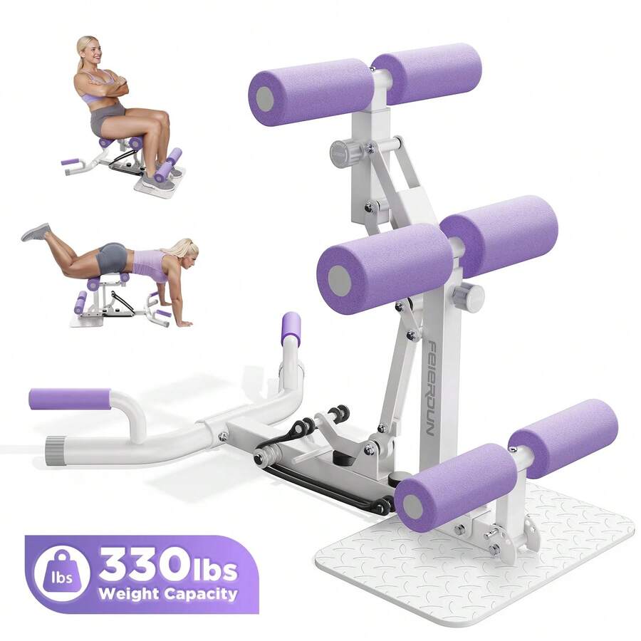 FEIERDUN Adjustable Deep Squat Machine - 7 Level Resistance Glute & Leg Trainer For Home, Core Leg Push Up Workout Machine For Home Gym To Strengthen Core, Hips And Thighs - Purple - View 1