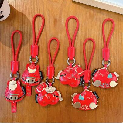 Leather Keychain, Car Key Ring, Premium-Featured Year Of The Horse Bag Charm
