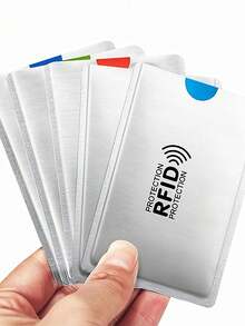 20pcs/10pcs/5pcs/1pc/1set Rfid Silver Card Holder Protects Against Demagnetization Credit Card Bank Card Identity Card Holder Shields Against Scanning Anti-Magnetic Anti-Theft Anti-Skimming Card Cover Credit Card - Silver - View 17