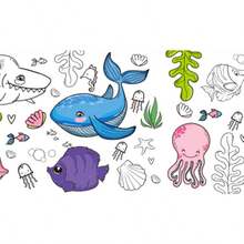 Extra Long Creative Graffiti Scroll, Children's DIY Painting, Includes Animal, Fruit, Marine Life Patterns, Suitable As Birthday Gift - Multicolor - View 11