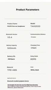 PHILIPS 飞利浦 TAH2020 无线耳机，蓝牙 5.4 降噪耳机，带麦克风，50 小时续航，可折叠 Hi-Fi 立体声游戏耳机，适用于 PC 和旅行 - 查看 9