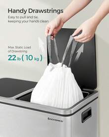 SONGMICS Drawstring Bin Liners, 30L Bin Liners, Code 30A, Customized, 2 Rolls, 90 Pieces, White KRB30A02 - Bagged (25 L Code 025A01) - View 5