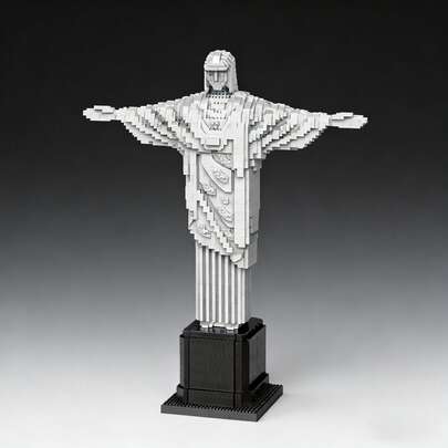 3376-Piece Jesus Statue Series Mini Building Blocks Set: 3D Stereo Assembly Toy, Rich Colors & Creative Designs. Includes Jesus Statue, Statue Of Liberty & Louvre Museum. Ideal For Architecture Collectors, Enhances Responsiveness & Spatial Thinking. Perfect For Indoor Decor, Desktop Ornaments, Birthday & Holiday Gifts