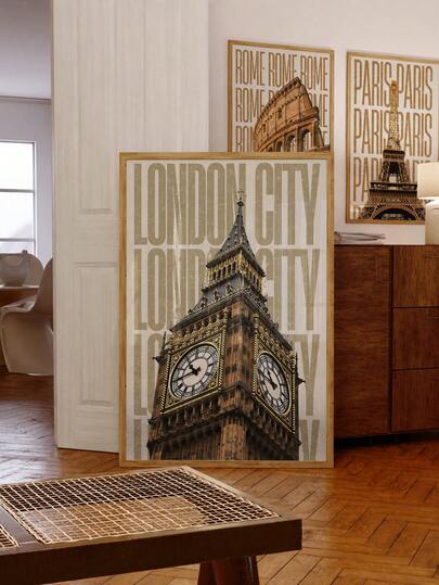 1pc Frameless London City Big Ben Travel Wall Art - Fashionable Vintage Landmark Poster For Home Office Classroom Bedroom Dorm, Urban Decor, Room Decor Bedroom, Prints For Wall, Posters, Vintage Decor & Best Gift Choice/