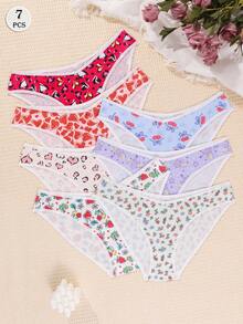 7条装女士可爱图案印花舒适内裤 - 彩色 - 查看 1