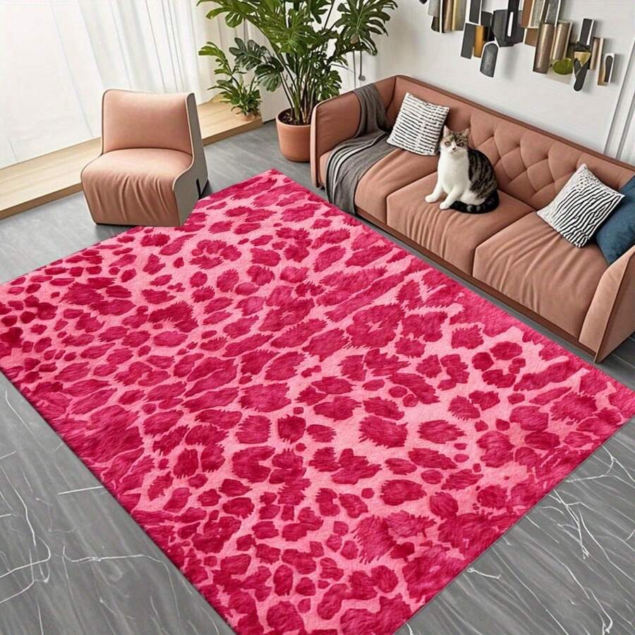 Fashionable And Modern Leopard Print Pattern Flannel Material Area Rug, Outdoor Carpet , 2D Digital Printing Comfortable Home Decor Mat , Non-Slip Rubber Bottom, Multiple Sizes Available. Suitable For All Seasons, Washable, Machine Washable, Comfortable, Unique, As Birthday Gifts, Household Items, Wedding Items, Souvenirs, Home Decoration, Daily Life, Office Decoration, Birthday, Anniversary, Valentine's Day, Thanksgiving, Graduation Season, Christmas, Halloween, Mother's Day, Father's Day, Wedding, New Year Gift Decoration. Suitable For Shopping Centers, Restaurants, Kitchens, Bathrooms, Party, Game Room,Living Rooms, Bedrooms, Corridors, Balconies, Outdoor Doors, Door Mats, Entrance Mats, Non-Slip Mats, Offices, Cafes,  Yards, Rv Camping & Picnics,Piano Room Floor Decoration Rug.Suitable For Him, Her, Family Members, Boyfriend, Girlfriend, Father, Family Members, Mother, Lover, Daughter, Son, Grandfather, Grandmother, Teacher, Doctor, Nurse, Friend, Classmate, Pet. - 彩色 - 查看 1