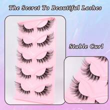 5 Pairs Fluffy Lashes False Lashes Black Stem Invisible Band Lashes Crisscross Curl Dog Eye Effect Faux Mink Lashes For Women - Doe-eyed Lashes - View 3