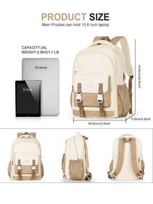 Cute Aesthetic Style Student Backpack, Casual Daypack, Japanese Kawaii Middle/High School Backpack For Girls, Waterproof Durable Large Capacity Multi-Pocket, Fits 15.6" Laptop, College Student School Bag, Lightweight Computer Backpack, Durable Student Backpack, Casual Backpack Travel Bag With Laptop Compartment, Unisex Student Backpack Office Bag - Multicolor - View 4