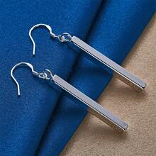 1对925纯银镀层精致长柱形耳环，女士时尚派对首饰配饰，婚礼礼物 - 銀色 - 查看 5