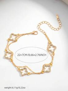 Tobillera de trébol de cuatro hojas para mujer, regalo para amigos - Dorado - Ver 2