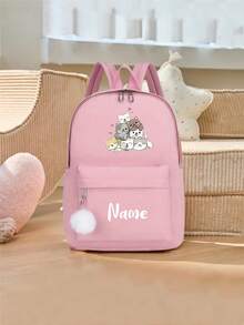 This Custom-Designed Large-Capacity Casual Multi-Purpose Back-To-School Backpack Features A Cute Cartoon Cat Print, Making It Perfect For Daily Outings, School, Commuting, Travel, And Outdoor Adventures. It Makes A Wonderful Gift For Family And Friends. - Multicolor - View 3