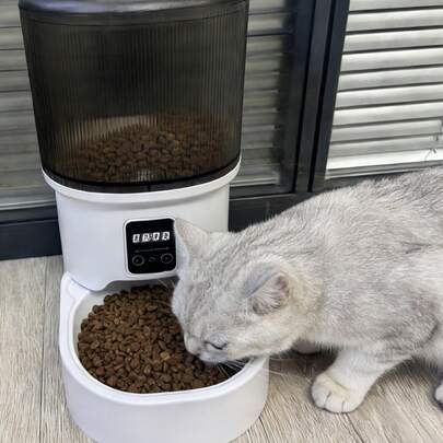 4升自动喂猫器，猫狗通用自动宠物喂食器，易于安装和清洁