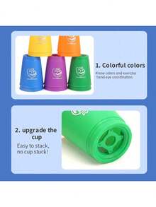 Stacking Cup Game Set, 2-Player Interactive Tabletop Board (Large Cups), Color Sorting Training, Holiday Party Gift (Random Color), Halloween Decoration - Multicolor - View 9