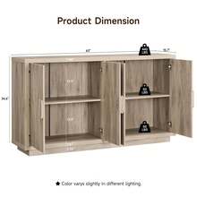 Buffet Cabinet With Storage, 63" Mid-Century Modern Sideboard Cabinet With 4 Doors & Shelves, Wooden Kitchen Coffee Bar Credenza Storage For Living Room, Dining Room, Hallway, 32'' Wide / 63" Wide - 63 inch Light Grey - 查看 2