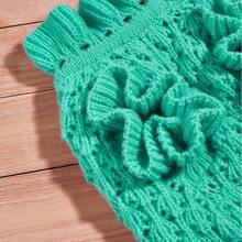 Puppy Knit Sweater Warm Retro Ruffled Collar - Cadet Blue - View 7