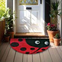 1pc Red & Black Ladybug Half-Round Rug, Cute Entryway Decor Mat, Natural Style Bathroom Doormat, Suitable For Entryway, Bathroom, Multiple Sizes Available, Decorative Carpet, Bedroom Decor, Small Rug, Carpet, Home Decor, Living Room Rug, Living Room Small Rug, Bedroom Rug, Living Room Home Decor, Outdoor Rug, Washable Rug - Multicolor - View 4