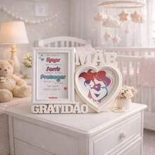 Porta Retrato Gratidão Homenagem às Mães - Dia Das Mães - Formato Coração - Branco - Visão 4
