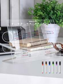 1pc Acrylic Weekly Planner Desk Memo Board (6 Whiteboard Markers Included), Reusable Dry Erase Writing Board For Office - Desktop Board - View 9