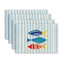 2/4/6pcs Blue & White Striped Fish Pattern Placemats, Size 12.5*16.5 Inches, Machine Washable Rectangular Tablemats, Suitable For Kitchen, Dining Room Decor, Holiday Celebration And Tabletop Decoration - Blue - View 6