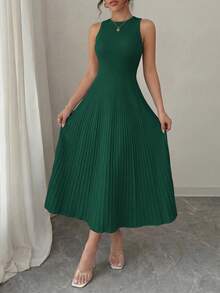 PRETTYGARDEN Women's Summer Dresses Casual  Business Work Midi Sleeveless A Line Pleated Evening Elegant Dresses Cocktail Wedding Guest Graduation Dress Dark Green Dresses For Women - 深綠色 - 查看 3
