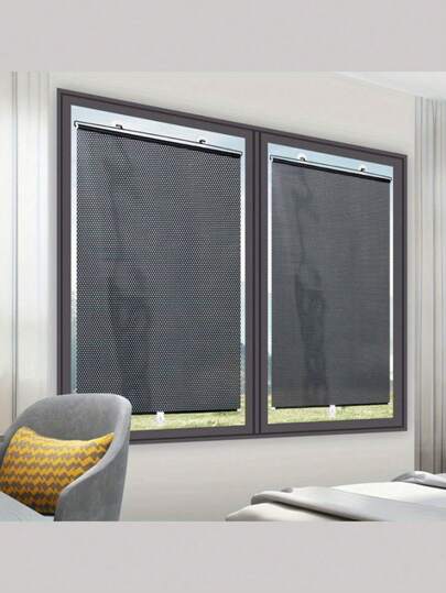 1pc Easy Install Retractable Sunshade Curtain - Suitable For Office, Kitchen, Balcony And Living Room, Living Room Window Shade Roller Blind And Car Window | Heat Resistant And UV Protection | Classic Home Decor