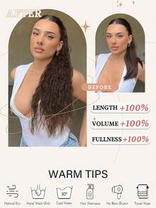 Tóc đuôi ngựa giả sóng nước dài 26 inch, sợi polyester chịu nhiệt, phù hợp cho phụ nữ. - Nhiều màu - Xem 9