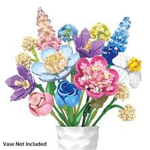 865 piezas Juego de bloques de construcción de flores de ABS, ajustable en múltiples ángulos, ajuste compacto, ángulo ajustable del tallo y los pétalos, ramo de confesión perfecto, decoración de flores eternas para el hogar, regalo del Día de San Valentín (Jarrón no incluido) - Multicolor - Ver 13