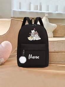 This Custom-Designed Large-Capacity Casual Multi-Purpose Back-To-School Backpack Features A Cute Cartoon Cat Print, Making It Perfect For Daily Outings, School, Commuting, Travel, And Outdoor Adventures. It Makes A Wonderful Gift For Family And Friends. - Multicolor - View 4