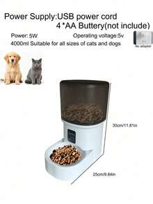 4L Alimentador automático para gatos, alimentador automático para mascotas para gatos y perros, fácil de instalar y limpiar - 4L - Ver 7