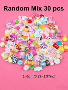 10/20/30/50/100/200/300/400/500/1000/件装糖果史莱姆饰品可爱套装混合树脂糖果平底史莱姆制作材料，适用于DIY工艺品制作和装饰品DIY剪贴簿 - 彩色 - 查看 13