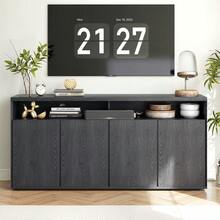 ONBRILL Sideboard Buffet Cabinet With Storage, 63" Sideboard Cabinet With 4 Doors & Shelves, Mid-Century Modern Kitchen Storage Cabinets, Coffee Bar Console Table For Dining Room, Living Room, Black & Grey - đen - Xem 8