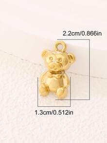 3 pièces Pendentifs d'ours mignons en acier inoxydable, plaqués or 18 carats, résistants à l'eau, accessoires pour la création de bijoux DIY - pendentif - Voir 7