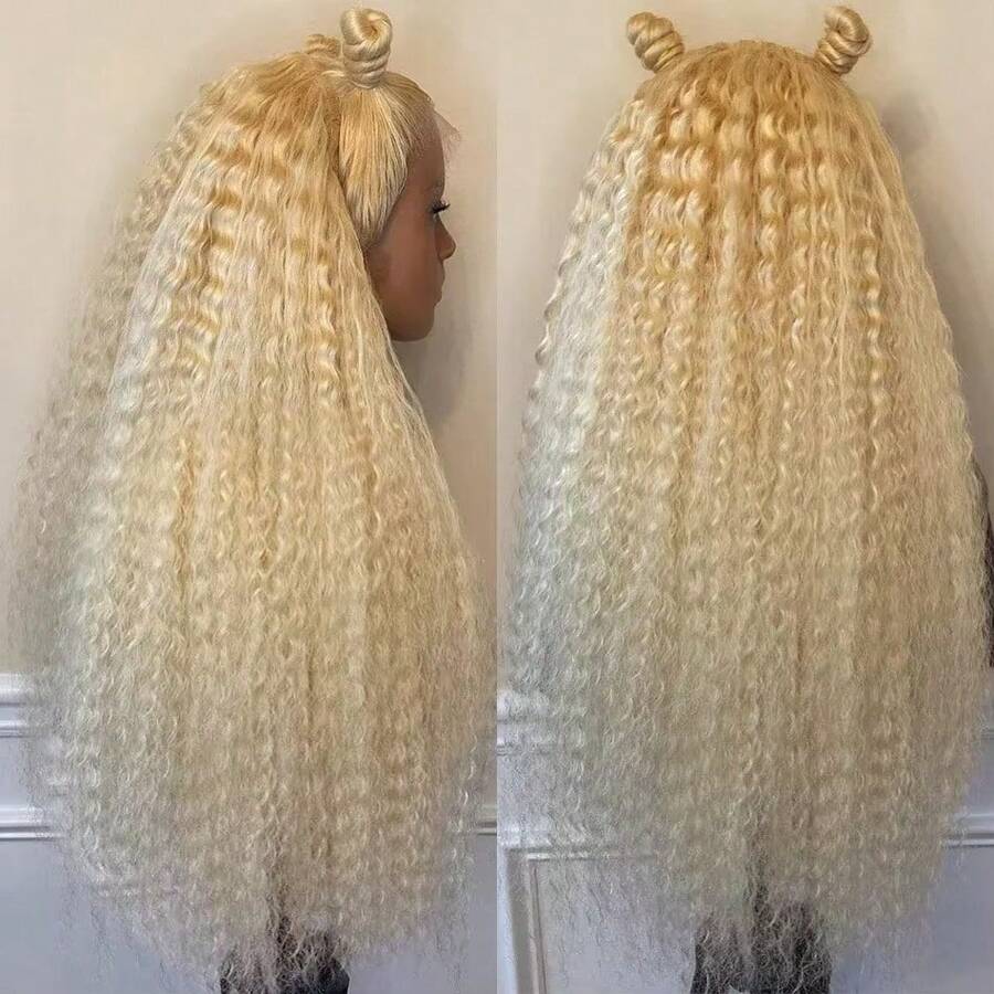 30 32 Inch 613 Curly 13x4 HD Lace Frontal Wigs Jerry Curly Brazilian Human Hair Honey Blonde Deep Wave Lace Front Wigs - S613 - 查看 1