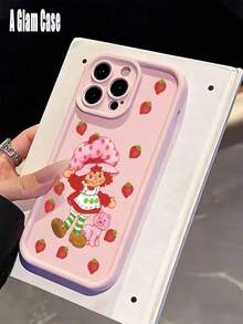 2PCS Strawberry Girl And Strawberry Print Phone Case Set. It Is Compatible With Galaxy Models Including Compatible For Galaxy S25, S24, S23, S22, S21 PLUS, FE And Ultra,Galaxy A33 Compatible With For Iphone17 Pro Max, 16, 15, 14 And 13. It Makes A Perfect Gift For Birthdays, Holidays, New Year And Valentine's Day. - 粉紅色和白色2 - 查看 3