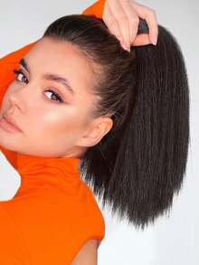 12英寸女士夹式直发自然高马尾假发，仿中长马尾假发，适合女士日常佩戴 - 彩色 - 查看 16