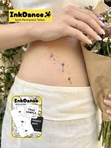1 Kit "Floating Dandelion Seeds Minimalist" Revolutionary Technology Tattoos, Semi-Permanent Tattoos, Temporary Tattoos, Men Hand Tattoo, Long Lasting, Fake Tattoos, Water-Resistant, Authentic Tattoo Look, Plant-Based X198 - Black - View 1